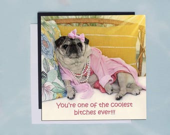 Pug Magnet - One of the Coolest - 5x5 Pug magnet - by Pugs and Kisses