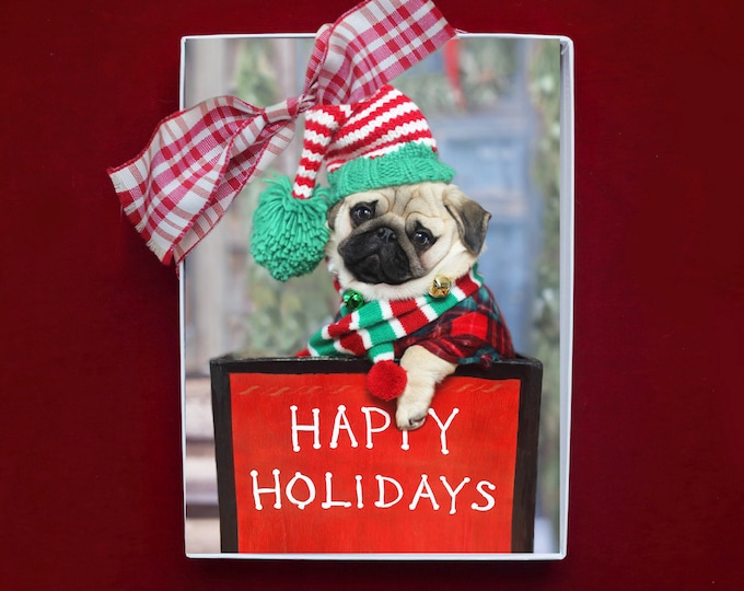 BOXED HOLIDAY Cards - May All the Sweet Magic of the Season - Pug Happy Holiday Cards - 5x7