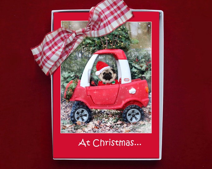 BOXED HOLIDAY Cards - At Christmas All Roads Lead Home - Pug Holiday Cards - 5x7