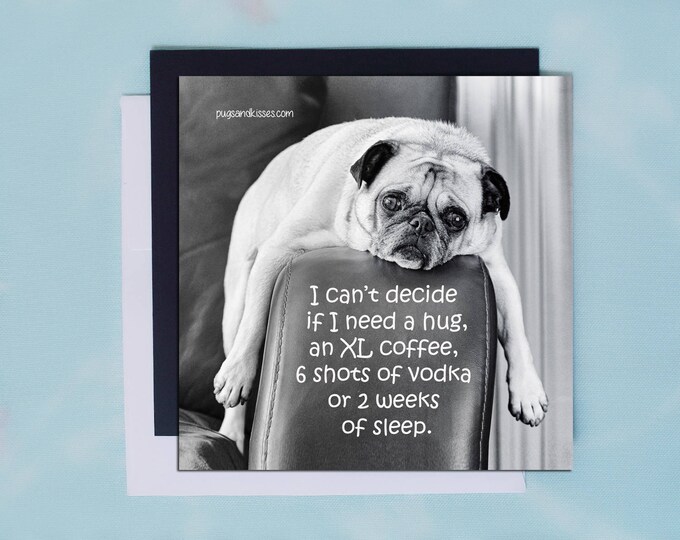 Pug Magnet - I Can't Decide - 5x5 Pug magnet - by Pugs and Kisses