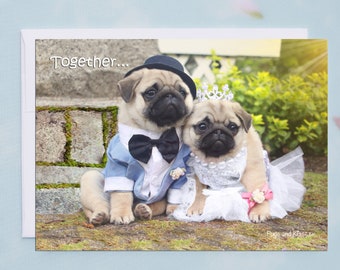 WEDDING CARD - Together Forever - Pug Greeting Card by Pugs and Kisses