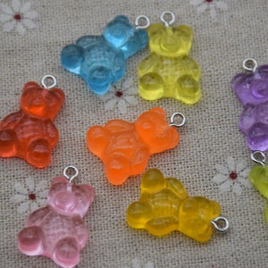20 Resin Adorable Gummy Bear Charm Earring Necklace Bracelet Bead Pendant DIY Jewelry Decoden Cabochon Keychain Accessories 25mmx15mm