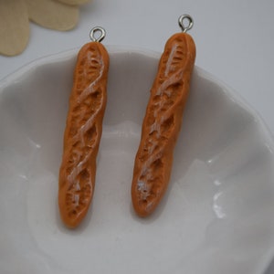 10 Resin Baguette Bread Charm Earring Necklace Bracelet Bead Pendants DIY Jewelry Decoden Supplies Keychain Craft Accessories 48mmx9mm