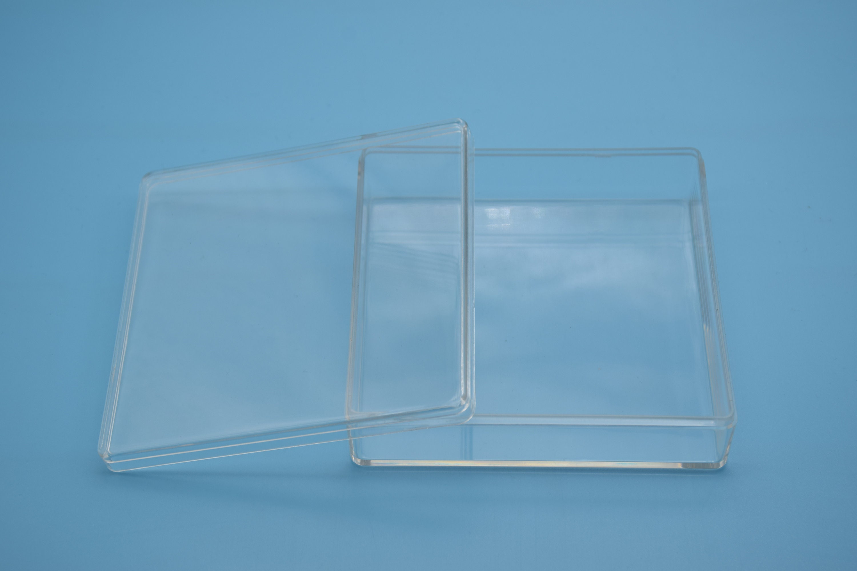 2 cajas cuadradas de plástico transparente, caja ps transparente con tapa, contenedor de caja transparente, almacenamiento de cajas, cajas de plástico