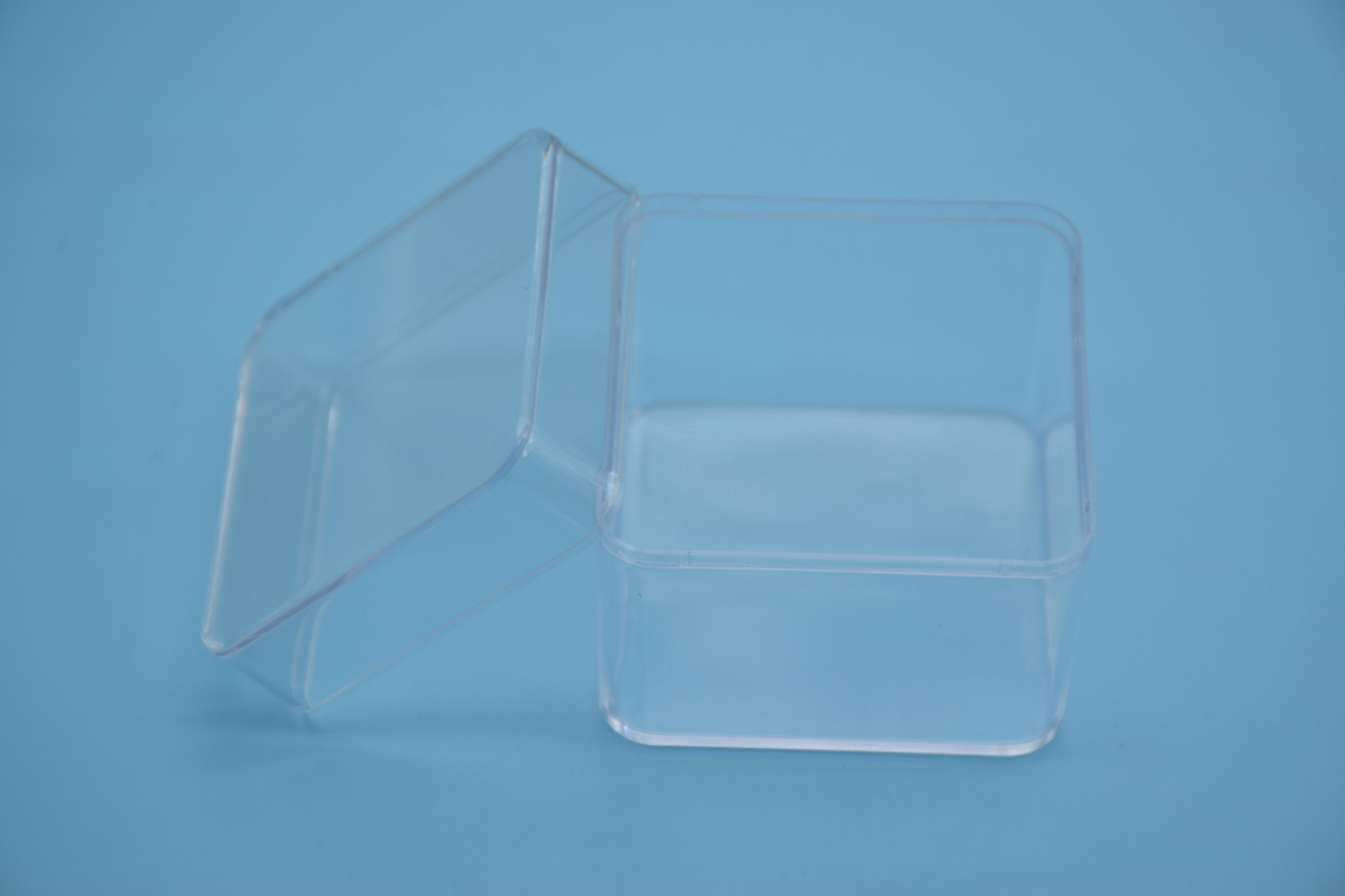 2 cajas cuadradas de plástico transparente, caja ps transparente con tapa, contenedor de caja transparente, almacenamiento de cajas, cajas de plástico