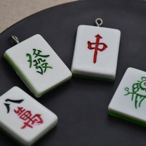 10 Resin Adorable Mahjong Charm Earring Necklace Bracelet Bead Pendant DIY Jewelry Decoden Cabochon Keychain Accessories 30mmx26mm