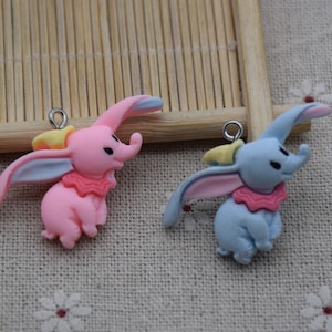 10 Resin Adorable Elephant Animal Charms Earring Necklace Bracelet Bead Pendants DIY Jewelry Decoden Cabochon Keychain Accessories 38mmx24mm