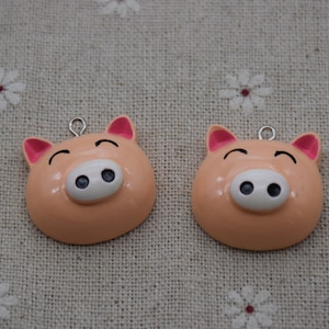 10 Resin Adorable Pig Animal Charms Earring Necklace Bracelet Bead Pendants DIY Jewelry Decoden Cabochon Keychain Accessories 26mmx26mm