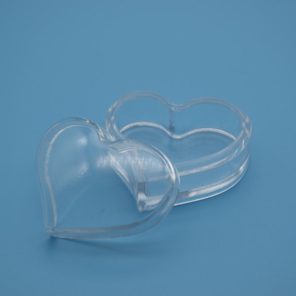 Boîte en plastique transparent de 10 coeurs, boîte transparente en ps avec couvercle, récipient transparent, étuis en plastique - 32 mm x 26 mm x 20 mm (hauteur) AB45