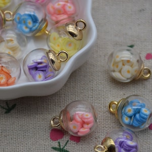 10 mix colors glass globe charm,crystal ball,round ball pendant,crystal glass ball vials,necklace bracelet earring keychain charms,21*16mm
