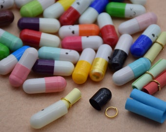 Cápsula de la píldora 100 Kawaii, píldora falsa del deseo, nota de mensaje secreto en la cápsula de la píldora, rollos de papel en blanco, amuletos de cuentas de píldora, amuletos de adorno de decoración