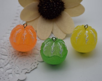 10 Resin Adorable Orange Fruit Charm Earring Necklace Bracelet Bead Pendant DIY Jewelry Decoden Cabochon Keychain Accessories 25mmx22mm