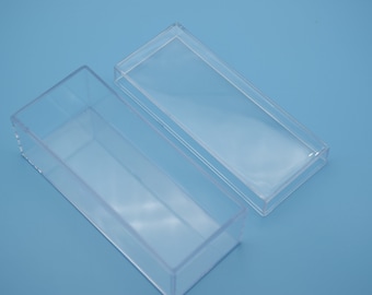 2 cajas rectangulares de plástico transparente, caja ps transparente con tapa, contenedor de caja transparente, cajas de plástico-120mm x 50mm x 50mm (alto) AB112