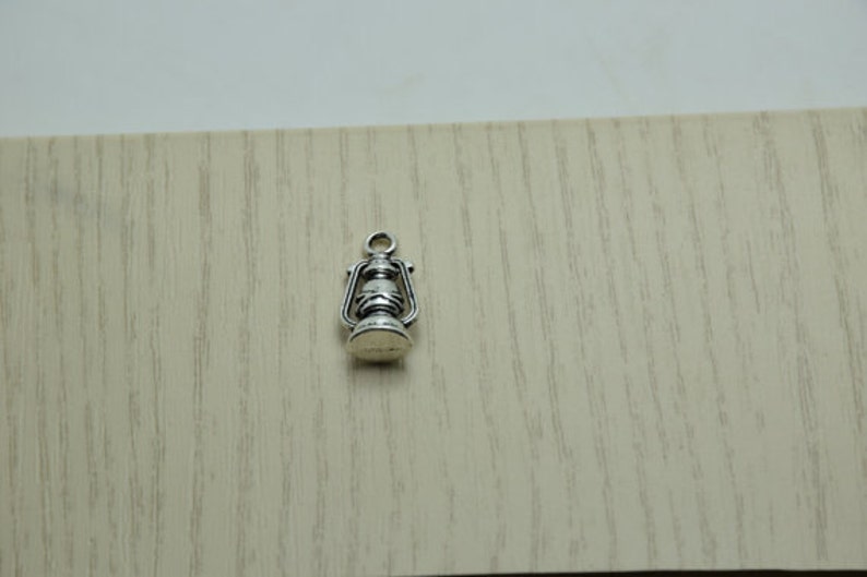 set of 100--antique silver metal lamp charm--20x10x6mm--metal pendant-metal charm