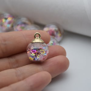 10 mix colors glass globe charm,crystal ball,round ball pendant,crystal glass ball vials,necklace bracelet earring keychain charms,21*16mm