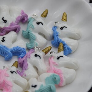 10 Resin Adorable Unicorn Animal Charm Earring Necklace Bracelet Bead Pendant DIY Jewelry Decoden Cabochon Keychain Accessories 28mmx22mm