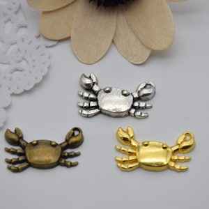 10, 25 or 50 bulk crab charms,jewelry making pendants,necklace decoration ornaments,earring embellishments,bracelet crafts,accessories