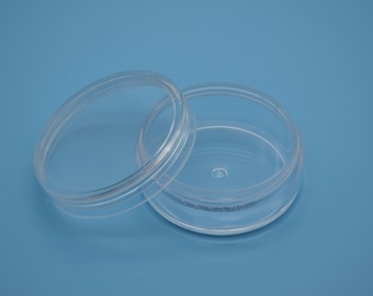 10 okrągłych przezroczystych plastikowych pudełek, przezroczyste pudełko PS z pokrywką, przezroczyste pudełko, plastikowe pudełka - 50 mm (średnica) x 20 mm (wysokość) AB49