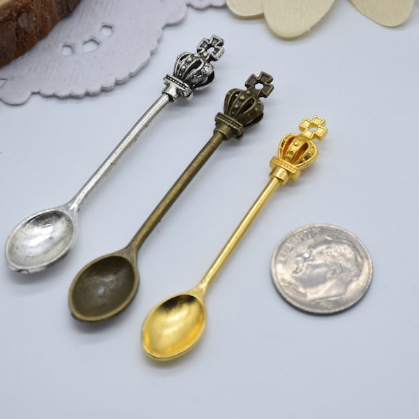 12 Spoon Charm,Food Charm,Eating Charm,Soup Spoon Charm,Foodie Charm,60*11mm