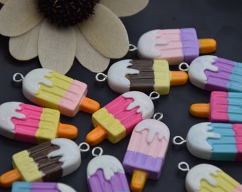 Orecchini Cerchio Gancio Cono Gelato per Donna Ragazza Resina 3D Kawaii