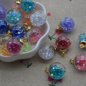 10 mix colors glass globe charm,crystal ball,round ball pendant,crystal glass ball vials,necklace bracelet earring keychain charms,21*16mm