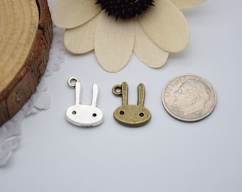 10, 25 or 50 bulk rabbit charms,jewelry making pendants,necklace decoration ornaments,earring embellishments,bracelet crafts,accessories
