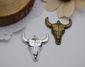 10 Bull Head Charm,Cattle Head Charm,Cow Head Charm,32*28mm