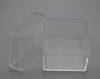 2 square clear plastic box,transparent ps box with lid,clear box container,box storage,plastic cases - 50mmx50mmx50mm(height) AB131