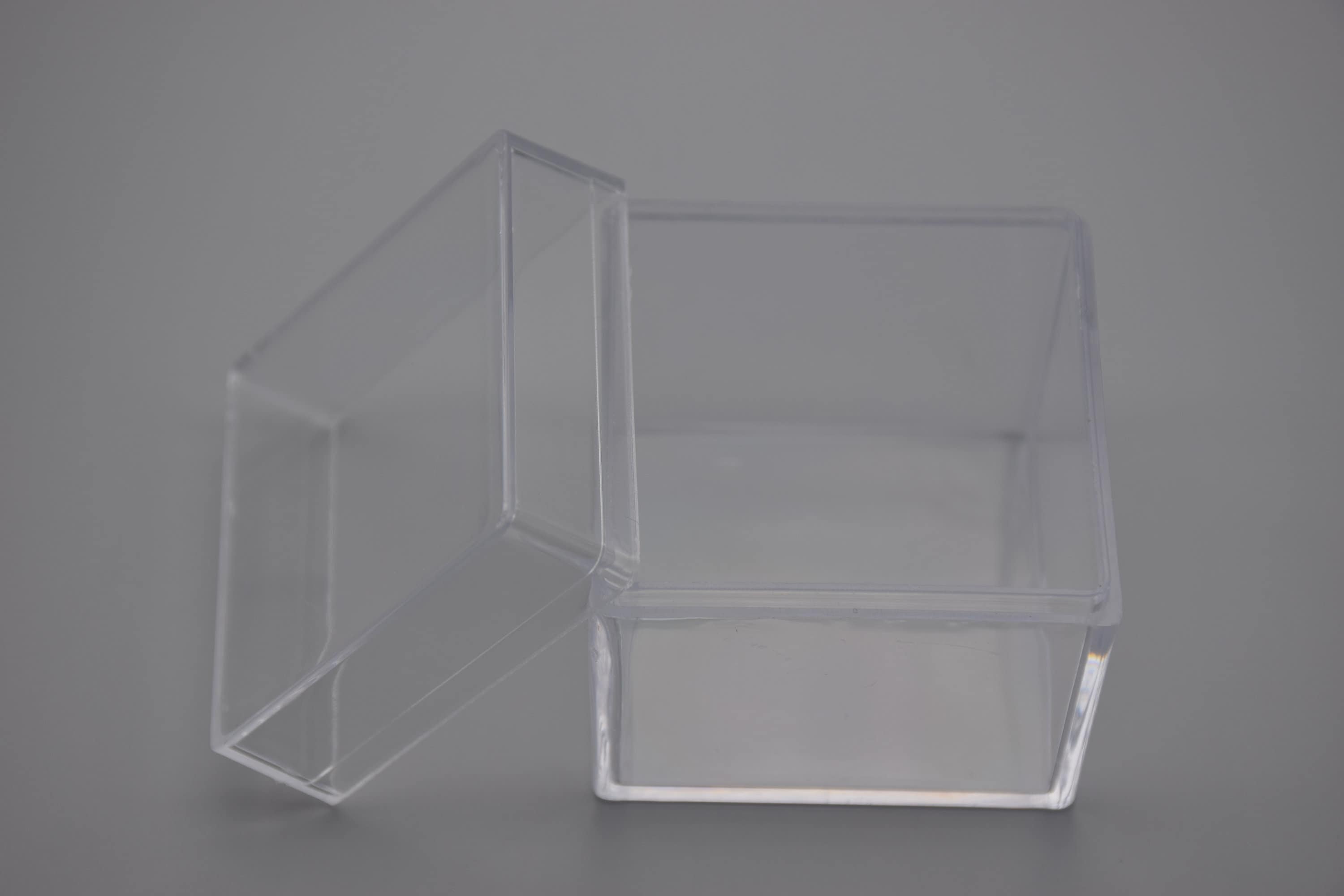 2 cajas cuadradas de plástico transparente, caja ps transparente con tapa, contenedor de caja transparente, almacenamiento de cajas, cajas de plástico