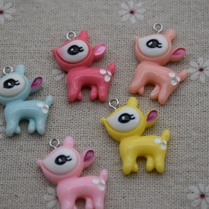 10 Resin Adorable Sika Animal Charms Earring Necklace Bracelet Bead Pendants DIY Jewelry Decoden Cabochon Keychain Accessories 28mmx23mm