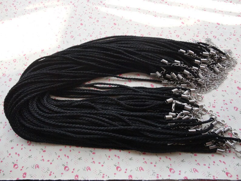 20pcs 18 inch black round 3mm satin/silk necklace cord with Etsy