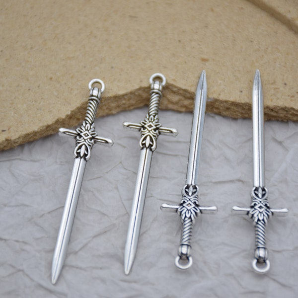 10, 25 or 50 bulk sword charms,jewelry making pendants,necklace decoration ornaments,earring embellishments,bracelet crafts,accessories