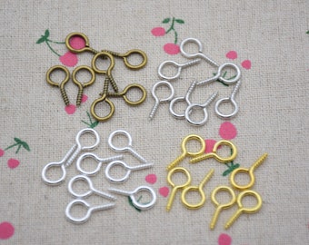 200 pitons à vis métalliques, goupilles à œillet, anneaux à crochet à œillet, goupilles à vis à crochet, connecteur à œillet à vis, 15 mm (longueur) x 7 mm (diamètre du trou)