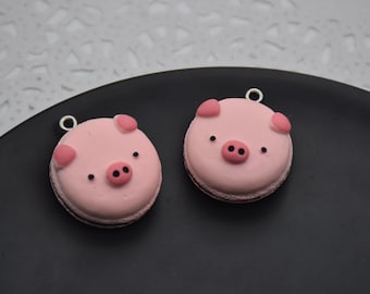 10 Resin Adorable Pig Animal Charms Earring Necklace Bracelet Bead Pendants DIY Jewelry Decoden Cabochon Keychain Accessories 27mmx23mm
