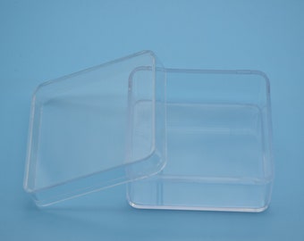 Boîte en plastique transparente de 2 carrés, boîte PS transparente avec couvercle, conteneur de boîte transparente, boîte de rangement, boîtiers en plastique - 60mmx60mmx30mm (hauteur) AB85