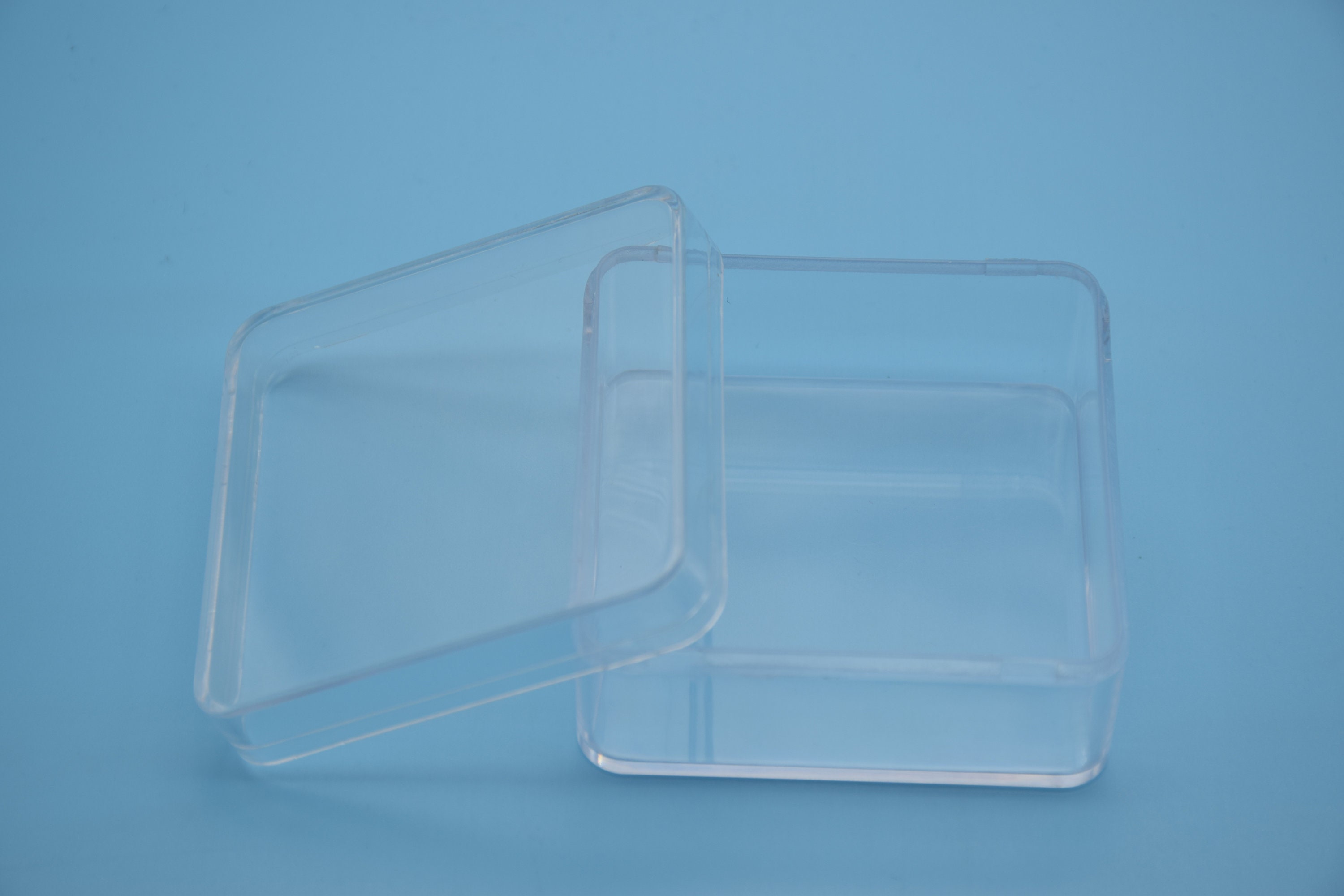 2 cajas cuadradas de plástico transparente, caja ps transparente con tapa, contenedor de caja transparente, almacenamiento de cajas, cajas de plástico