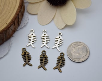 25, 50 or 100 bulk fish bone charms,jewelry making pendants,necklace decoration ornaments,earring embellishments,bracelet crafts,accessories