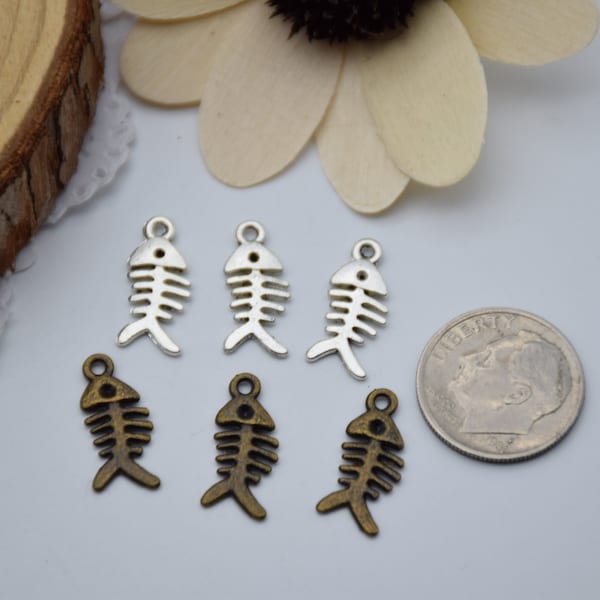 25, 50 or 100 bulk fish bone charms,jewelry making pendants,necklace decoration ornaments,earring embellishments,bracelet crafts,accessories