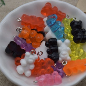 20 Resin Adorable Gummy Bear Charm Earring Necklace Bracelet Bead Pendant DIY Jewelry Decoden Cabochon Keychain Accessories 20mmx11mm