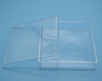 1個 90mmx90mmx70mm 正方形透明プラスチックボックス、蓋付き透明PS