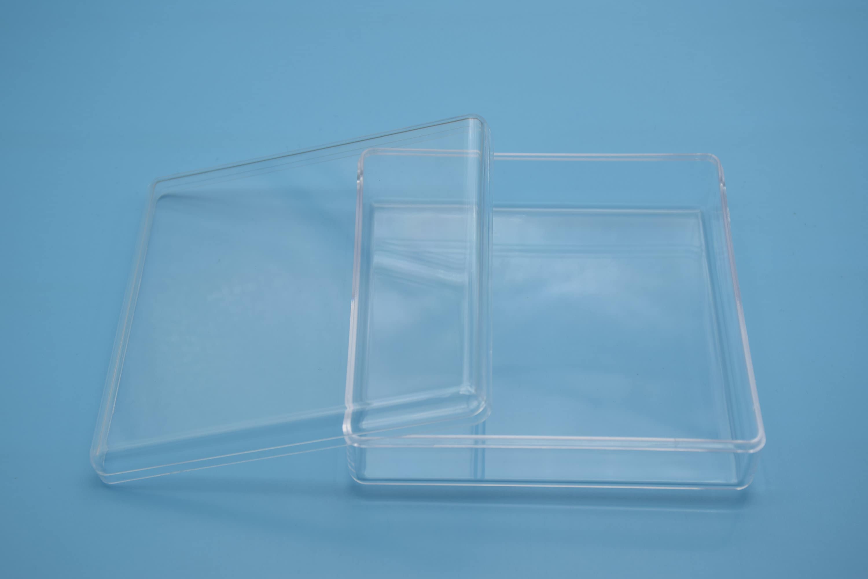 2 cajas cuadradas de plástico transparente, caja ps transparente con tapa, contenedor de caja transparente, almacenamiento de cajas, cajas de plástico