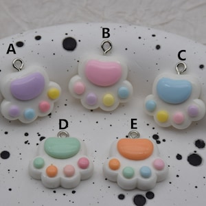 10 Resin Adorable Animal Paw Charm Earring Necklace Bracelet Bead Pendant DIY Jewelry Decoden Cabochon Keychain Accessories 21mmx21mm