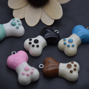 10 Resin Adorable Dog Bone Charms Earring Necklace Bracelet Bead Pendants DIY Jewelry Decoden Cabochon Keychain Accessory 32mmx18mm