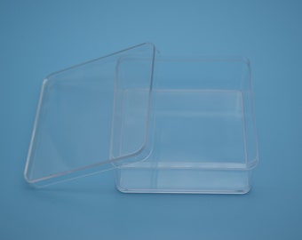 2個 65mmx60mmx55mm 六角形透明プラスチックボックス、蓋付き透明PS