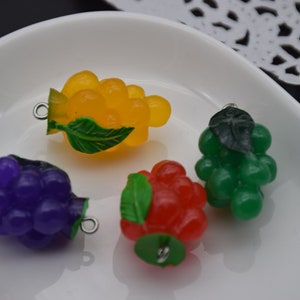 10 Resin Grape Fruit Charms Earring Necklace Bracelet Bead Pendants DIY Jewelry Decoden Cute Cabochon Keychain Accessories 31mmx18mm