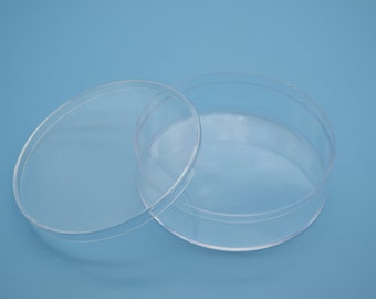 2 okrągłe przezroczyste plastikowe pudełka, przezroczyste pudełko PS z pokrywką, przezroczysty pojemnik pudełkowy, pudełko do przechowywania, plastikowe etui - 89 mm X 26 mm (wysokość) AB81