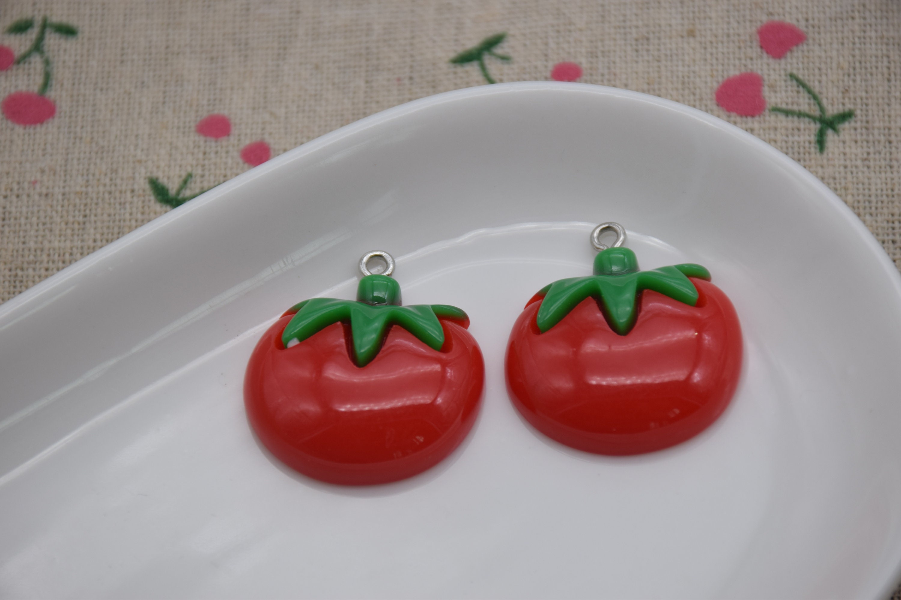 10 Resin Adorable Tomato Food Charms Earring Necklace Bracelet Etsy