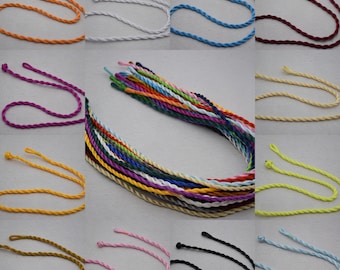 20pcs 3mm 17-19 inch assorted colors 20 colors satin/silk twist necklace cord with connectors