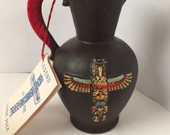 Vintage 'Legend of the Totem Pole' Pottery Pitcher - A Quality Product Japan