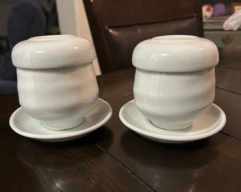 Asian Teacups With Strainer Infuser With Saucers And Lids With Yuquan Stamp